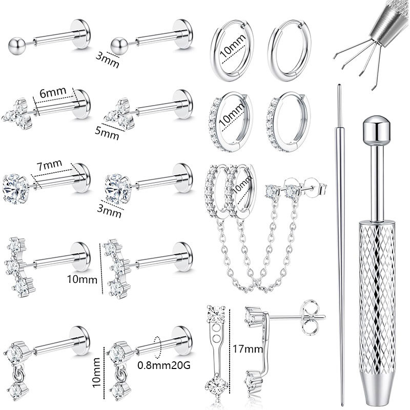 Pointed titanium steel lip stud product view