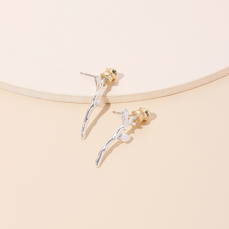 4g Weight Earrings Classification Wedding, Travel Occasion Women'S Gender Simple Style Style  Fashion Color Matching Rose Flower Earrings 无
