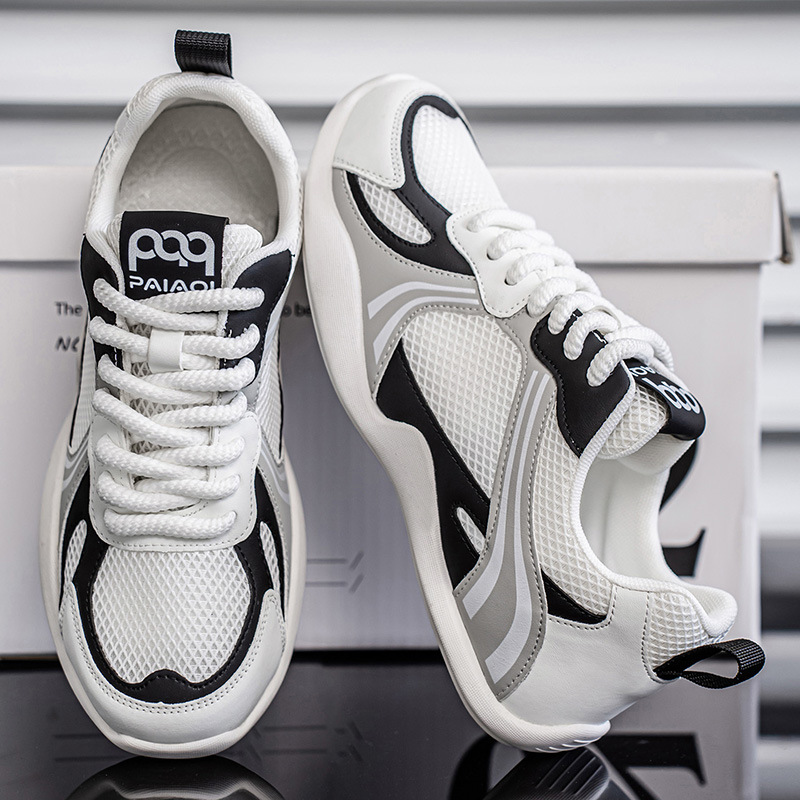 Zapatos de hombre de malla ligera y versátil, estilo de moda, sensación de alta gama, lujo ligero, primavera nuevo estilo con cordones, modelo de red de red de corte bajo 2025