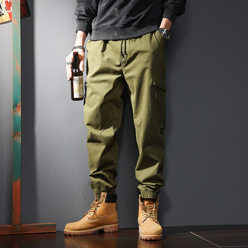 2022 autumn Harlan overalls men's extra large size fashionable fat loose toe pants Korean sports pants