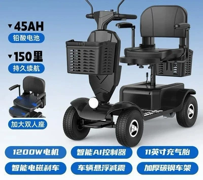 Qatlanan elektrik velosipedlər Vehicle for Disabled People, Two-Seater - supreme-flagship-45ah-tianneng
