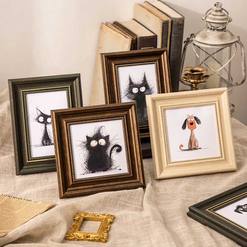 美式复古六寸相框摆台宠物洗照片打印相片加做成方形画框创意定制