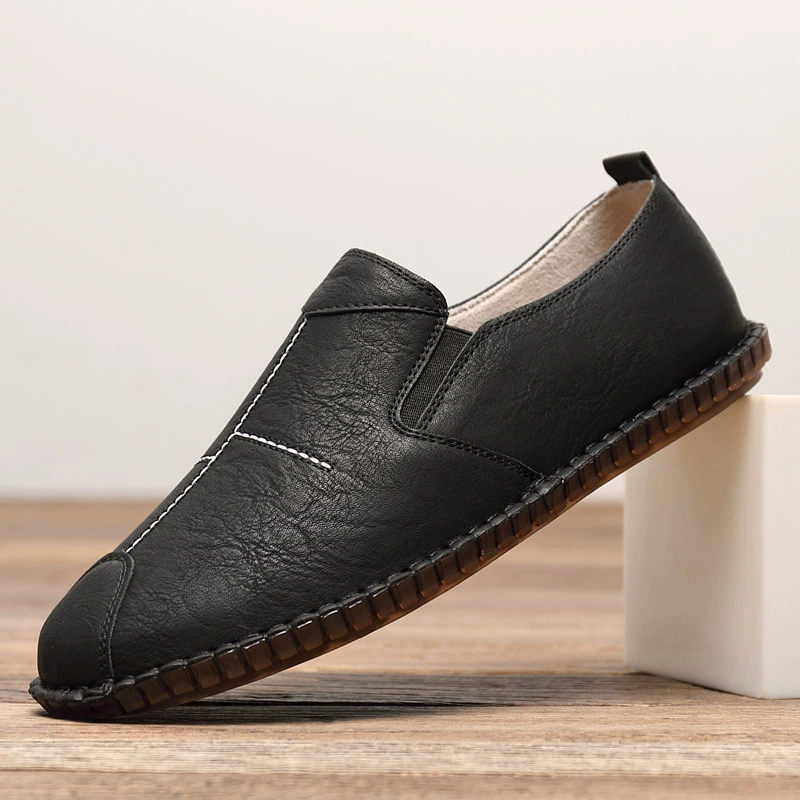 Men's fashionable shoes for leather shoes English style for leisure, 2024 years, trend of season, genuine leather, soft sole