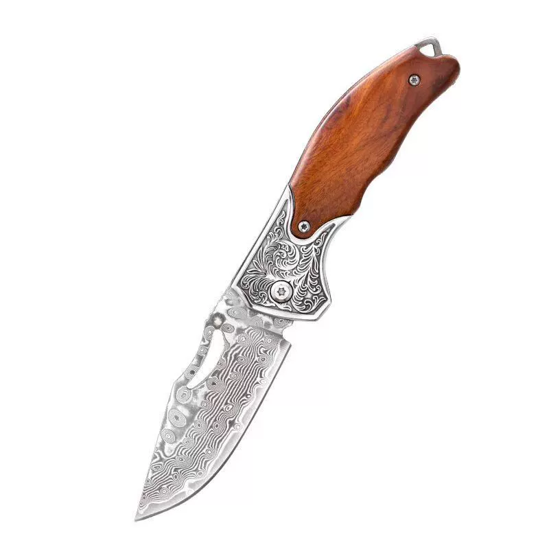 Handmade forging Damascus folding knife Multifunctional portable portable folding knife