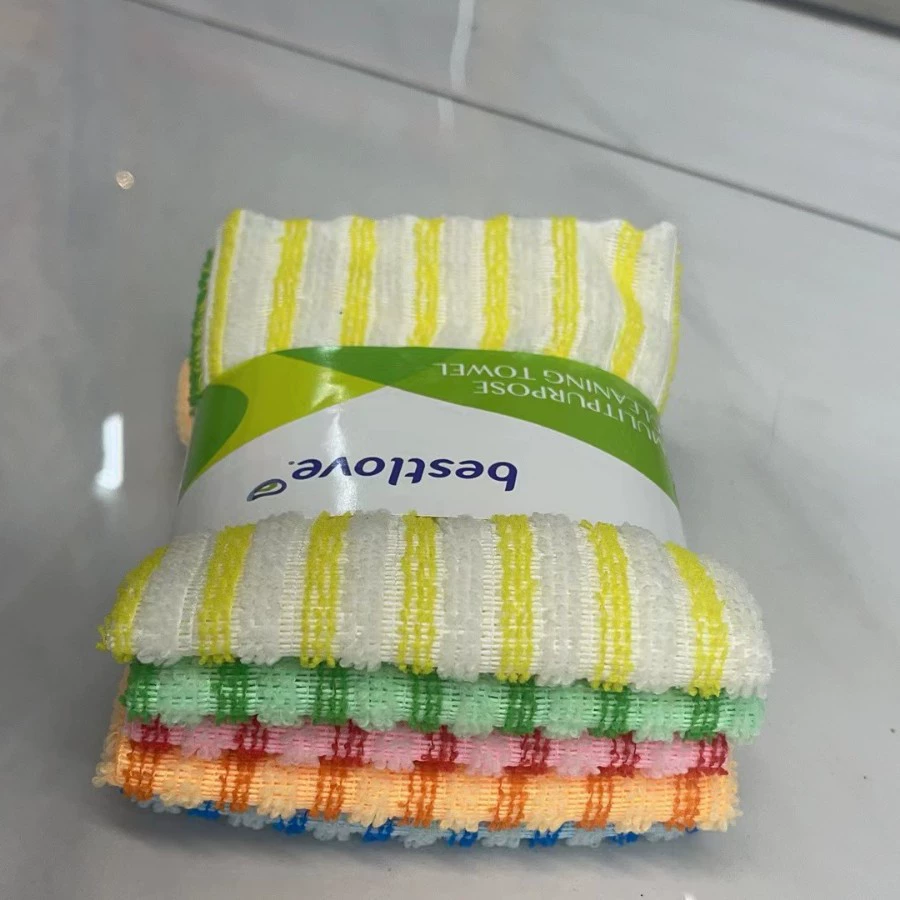 Микрофибровая кухонная тряпка для очистки, 30×30 см, двухцветная или однотонная, 5 шт в наборе
