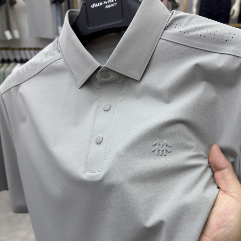 跨境短袖t恤男夏季新款速干翻领打底衫男士户外运动polo衫男2025|undefined