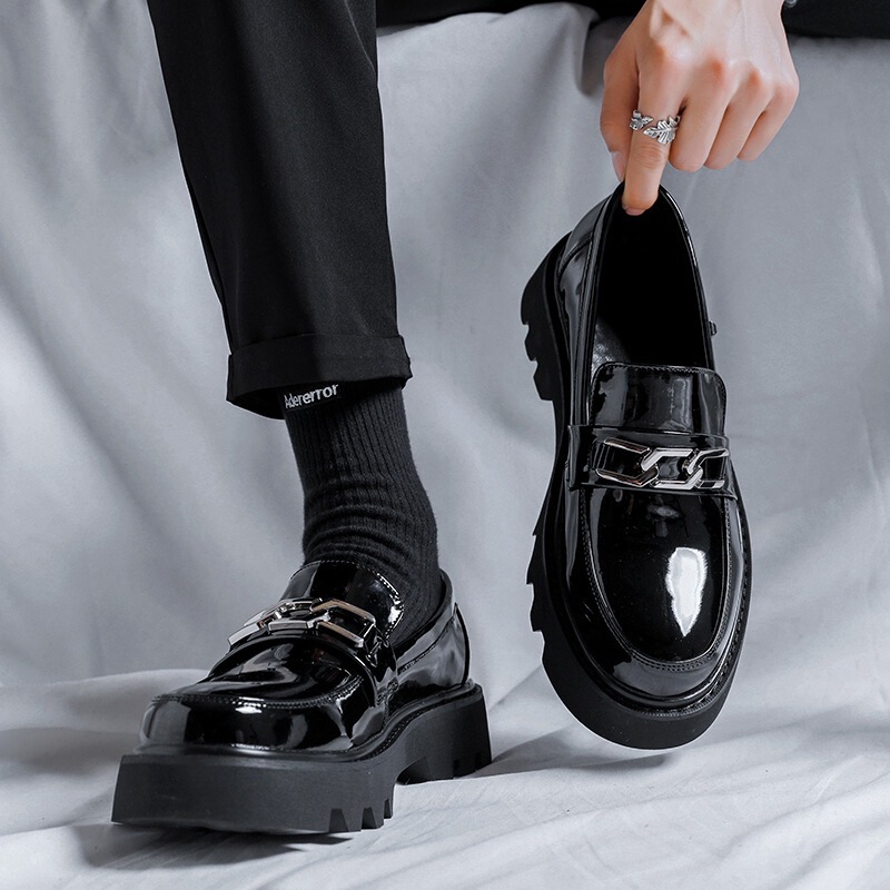 Cross-Border Men's Black Glossy Slip-On Leather Shoes British Style Formal Business Casual Shoes Fashion Loafers Men's Shoes Cross-Border Men's Black Glossy Slip-On Leather Shoes British Style Formal Business Casual Shoes Fashion Loafers Men's Shoes