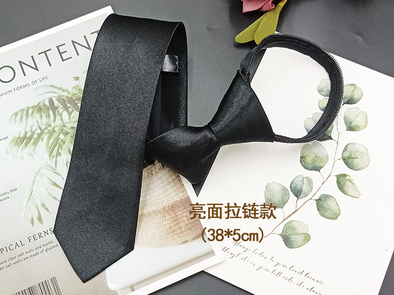 En stock color sólido negro cremallera lazo de los hombres y las mujeres perezoso moda casual mate brillante camisa decorativa mano golpeando