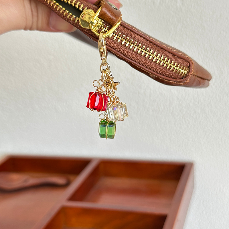 Handmade Christmas Special Edition Pendant with Imported Aurora Beads, Gift Box, Zipper Pull, Keychain, Bag Charm, Phone Chain