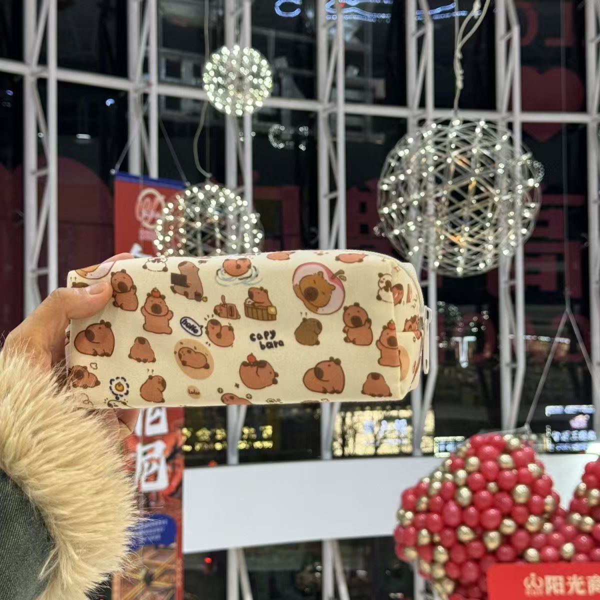 Nuevos bolsos de maquillaje naranja superior cappa en bolsas de nicho japonesas de gran capacidad de la fiesta estudiantil caja de papelería de lápiz