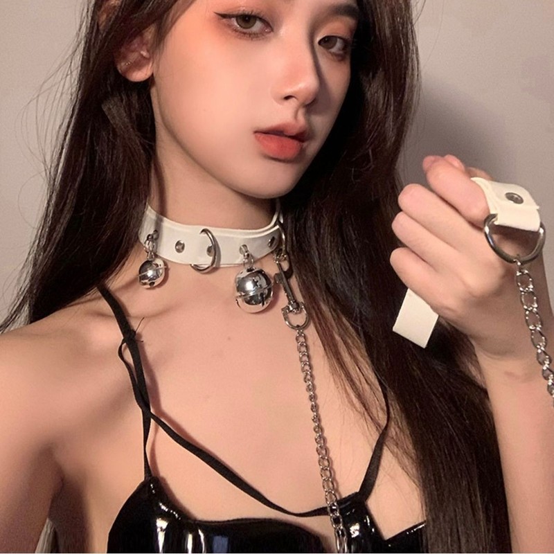 铃铛项圈女颈带链子颈圈男锁骨链颈环项链脖颈链脖圈子choker皮质|undefined