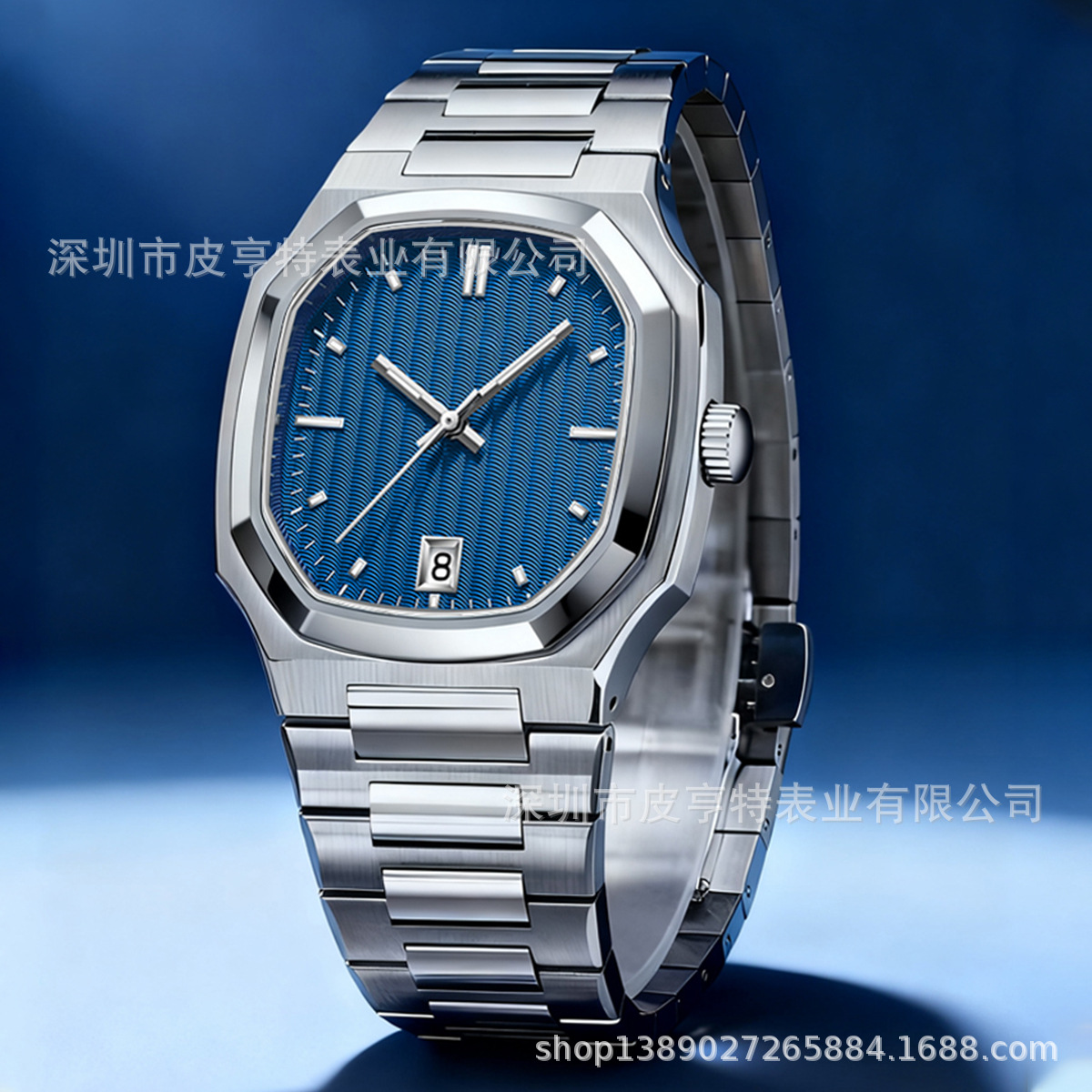 High-End Brand Fashion Business Square Watch Men's Fully Automatic Mechanical Luminous Calendar Waterproof Stainless Steel Belt Watch