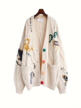 W 37471 Embroidered Letter Sweater 㼑��L�̽�ë�� ���l