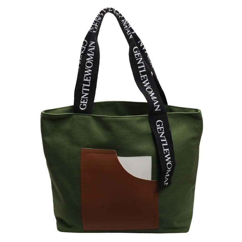 Fábrica directa tote bolsas de lona de niñas bolsas de hombro resistentes al desgaste simple letras impresión bolsas de comercio exterior transfronterizas