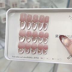 奈姿 纯手工穿戴甲秋冬新款D090余温手绘法式气质猫眼款美甲贴片