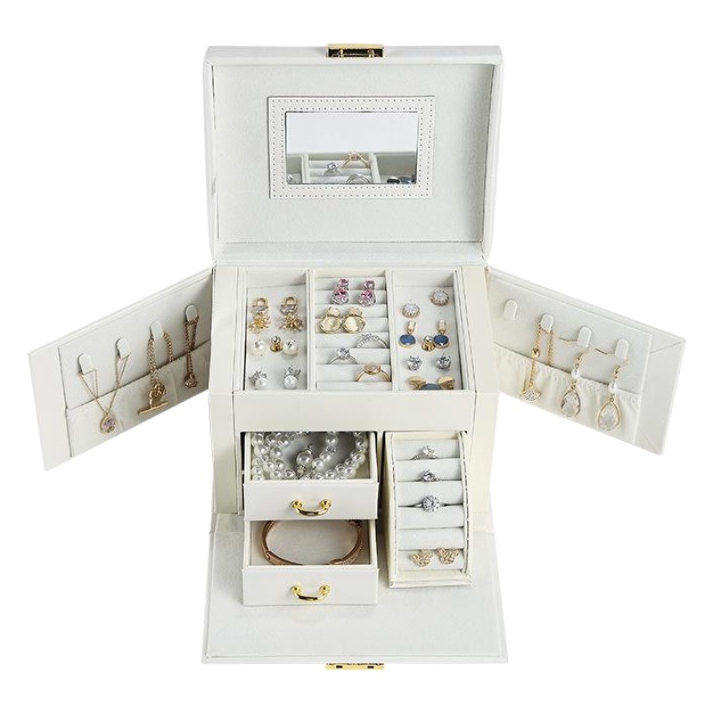 Suministro directo transfronterizo caja de joyería caja de almacenamiento correa de mano espejo caja de joyería collar anillo caja de joyería caja jewelry