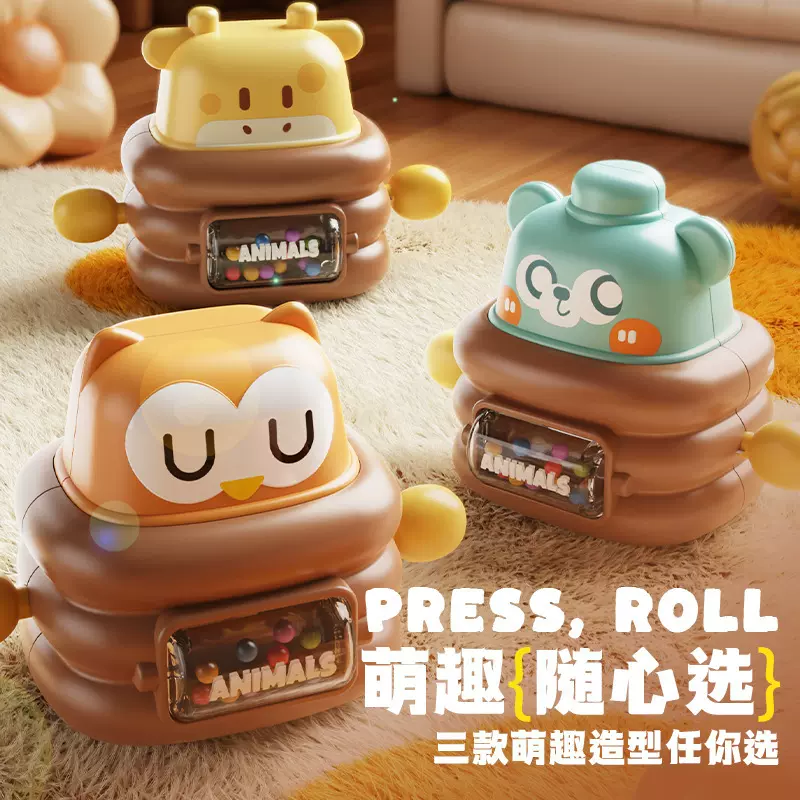 跨境儿童惯性按压玩具车卡通滚珠回力发声滑行耐摔小汽车玩具批发