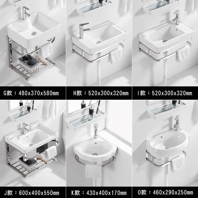 Lavabo para colgar en la pared, lavabo para apartamentos pequeños, armario para lavar, baño, lavabo para colgar, baño, balcón, cerámica simple
