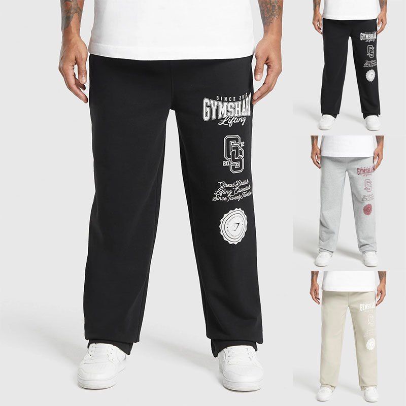 New Cross-Border Tk Men's Sports Pants Jogger Gym Muscle Bodybuilding Casual Pants Cotton Printed Long Pants