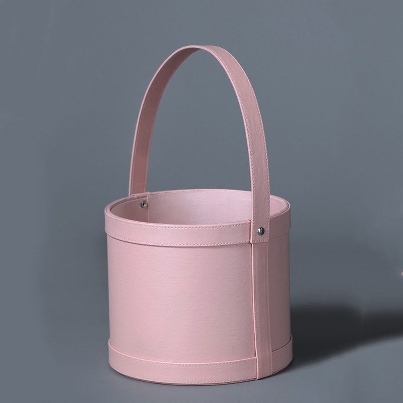 Mini cesta portátil de cuero para flores, caja de embalaje para flores, caja redonda para flores, caja de regalo, caja de regalo para arreglos florales, regalo.