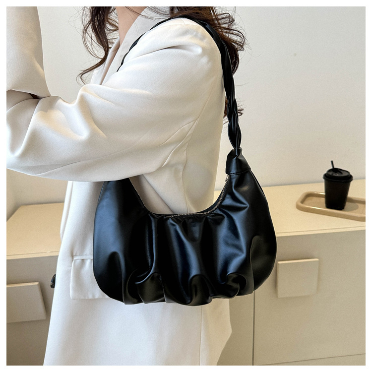Cloud pleated single shoulder underarm bag with texture for women's 2024 new trendy internet celebrity handbag_senzul.com