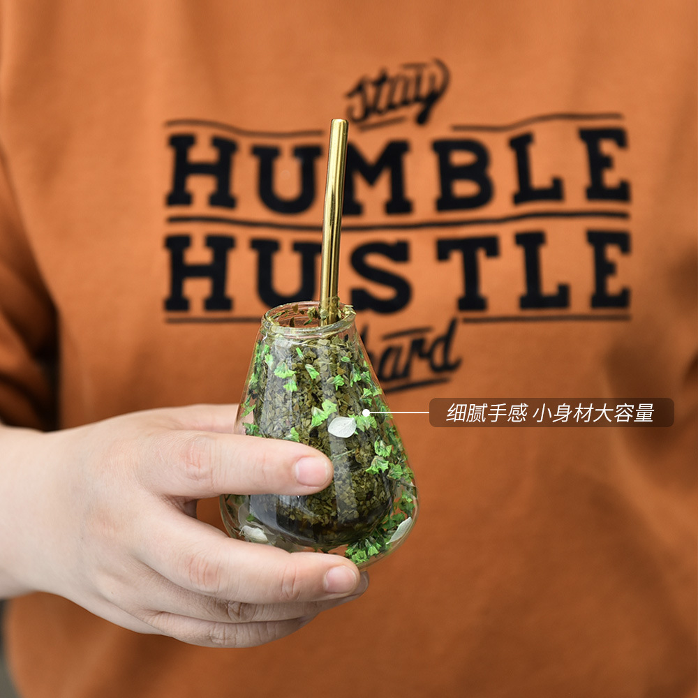 Matte cup taza de doble capa con alto contenido de borosilicato taza de flor eterna taza de té de yerba argentina taza de café de alto valor