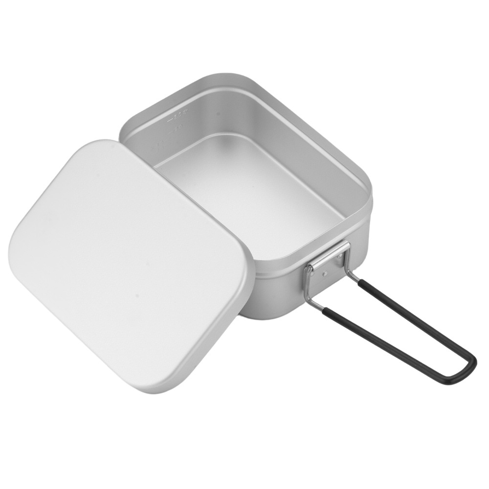 Alivio de presión de aluminio japonés caja de almuerzo al aire libre camping cocinar arroz caja de almuerzo portátil mango plegable caja de almuerzo
