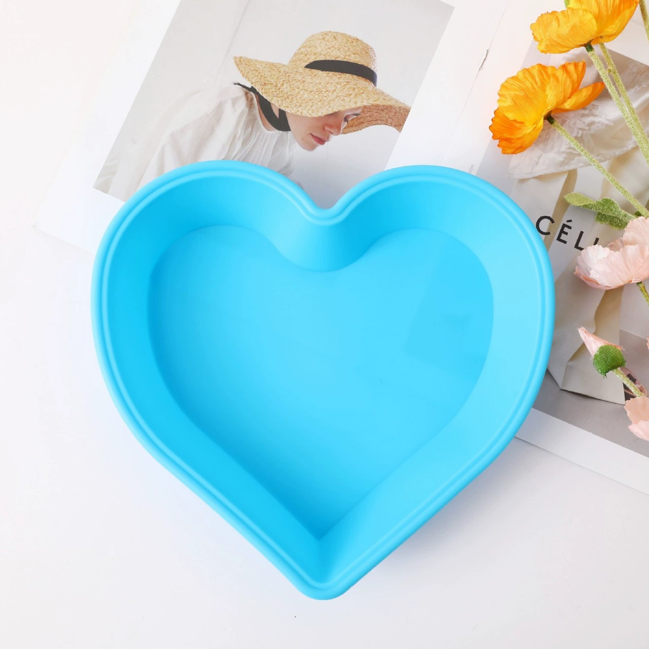 Large silicone cake model Aixin Mousse cake mold resistant high -temperature cake 8 -inch heart -shaped cake barbecue