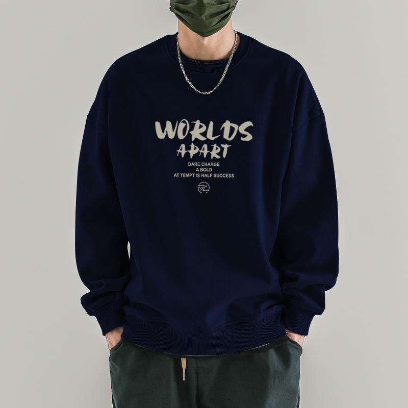 New Heavy Round Neck Men's Sweater Pullover Hatless fleece-lined Thickened Warm Inner Long Sleeve Base Shirt Spring Autumn Winter