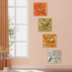 New Creative Abstract Bird and Plant Wall Decor for Living Room and Bedroom, Canvas Painting and Oil Cloth Decoration