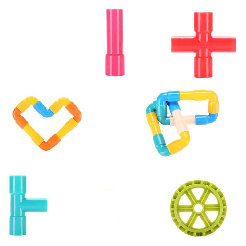 Juguetes de tubería para niños, bloques de construcción de tubería de agua, bloques de construcción de acertijo, niños y niñas, inserción de plástico