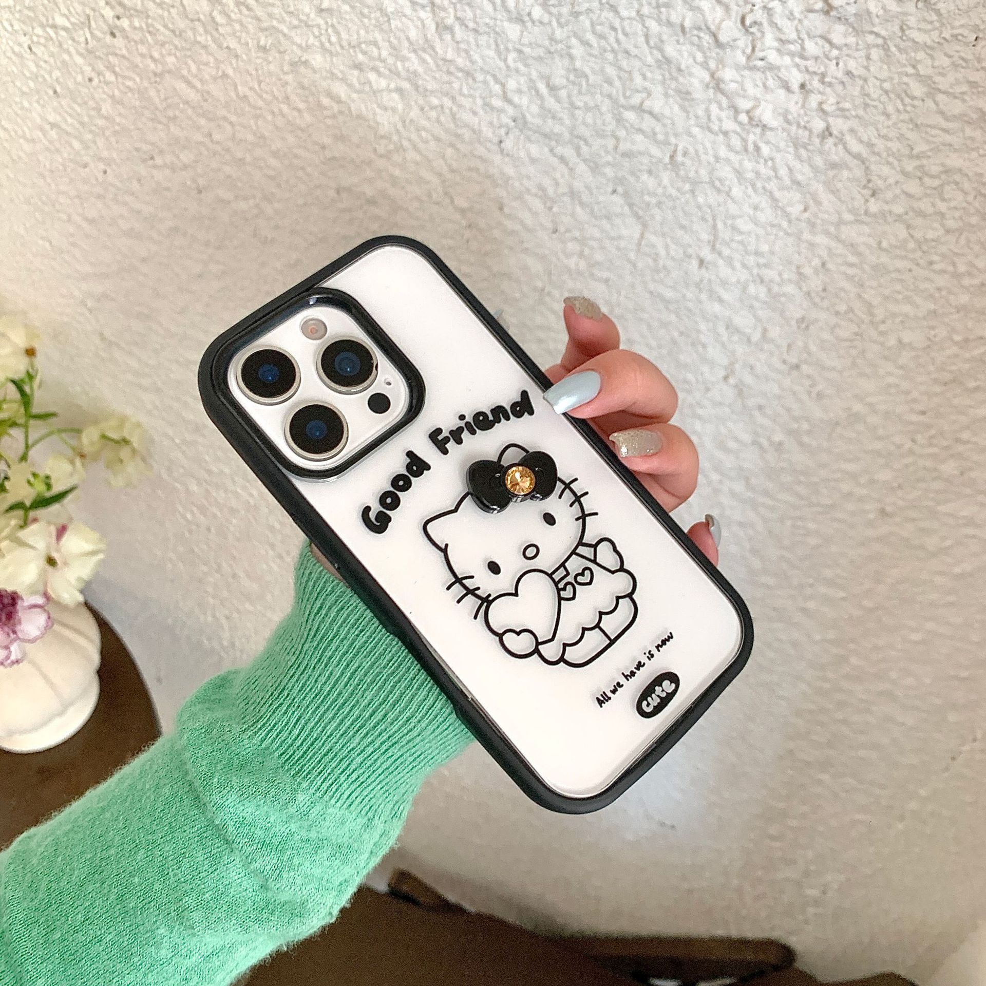 Dopamina linda línea ktcat adecuado para Apple 16ProMax funda para teléfono móvil 15/14 simple 13 nuevo 15Pro femenino