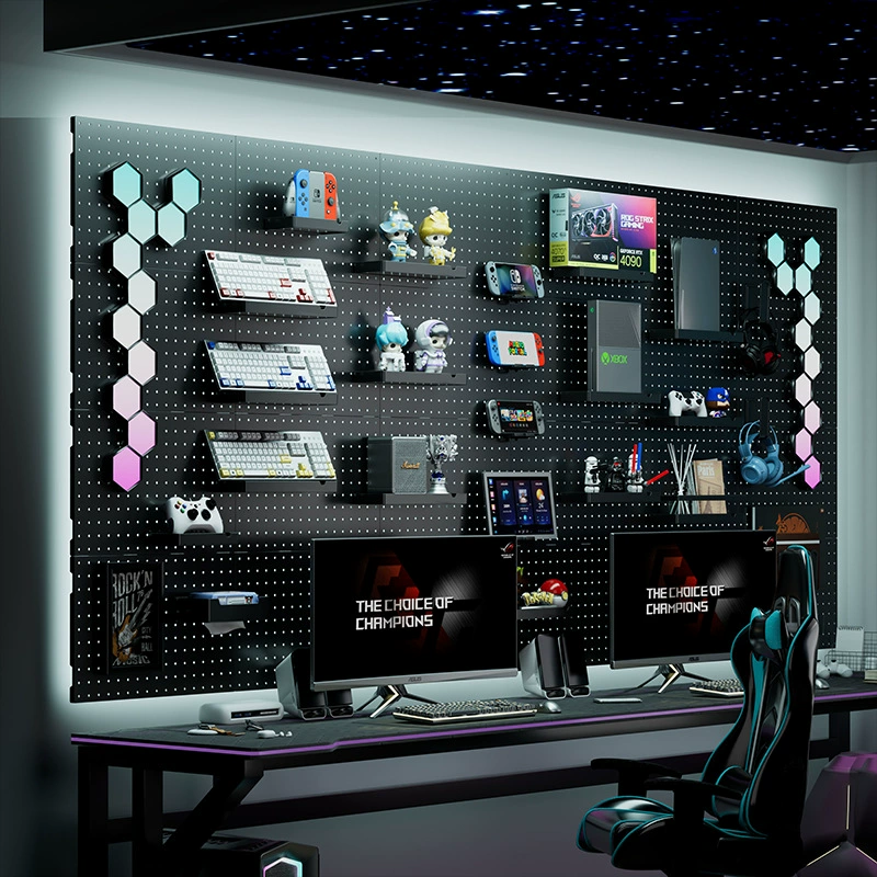 Аксессуары для перфорированной доски 16 мм без сверления, для игровой комнаты, настенная полка для хранения, маленькие крючки, настенная полка для инструментов.