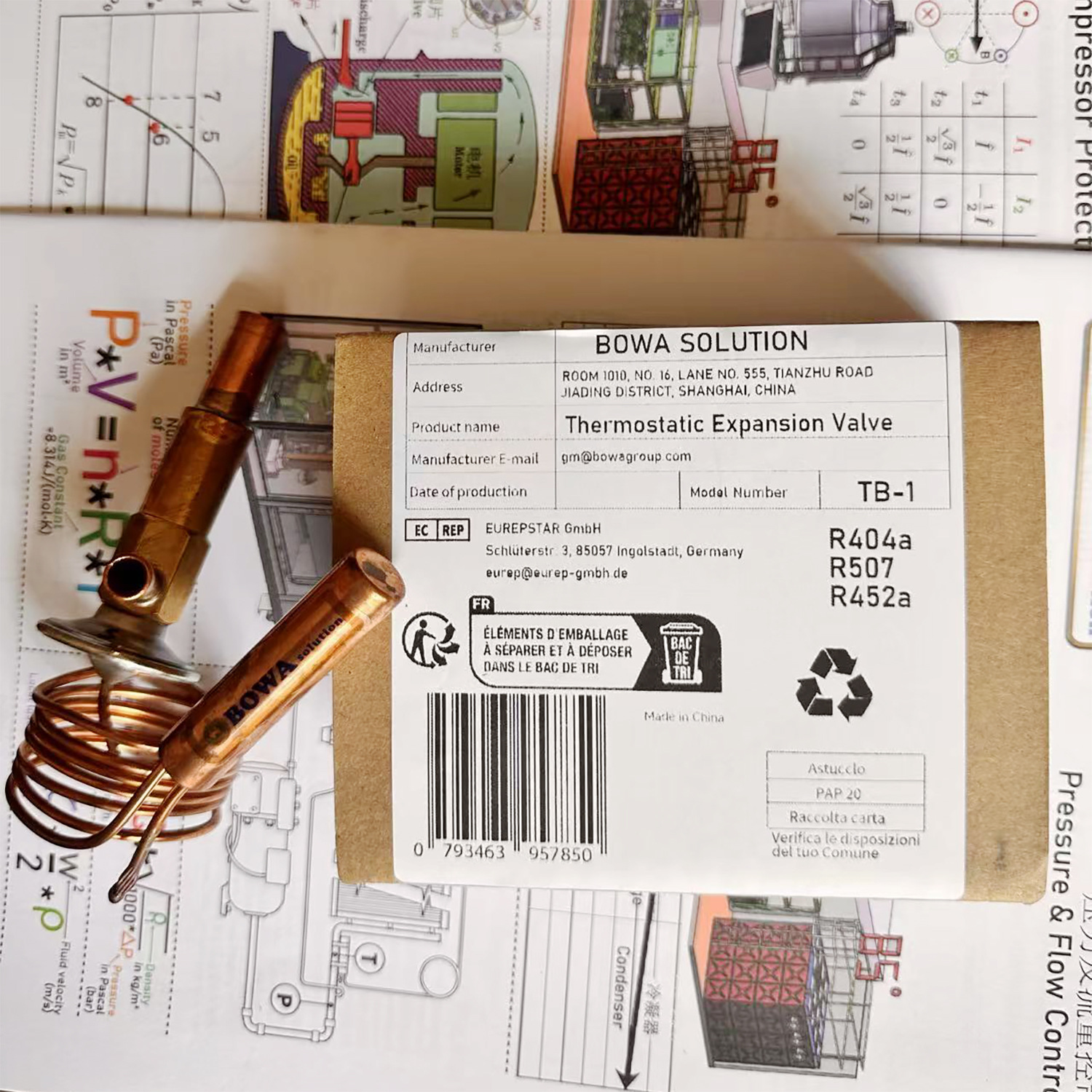 1/6HP,R404a固定过热度紧凑型热力膨胀阀匹配低温压缩机如TL4CL等