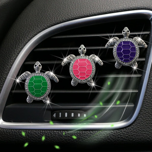 New alloy rhinestone turtle car air outlet aromatherapy clip rhinestone turtle car perfume air conditioning decoration clip