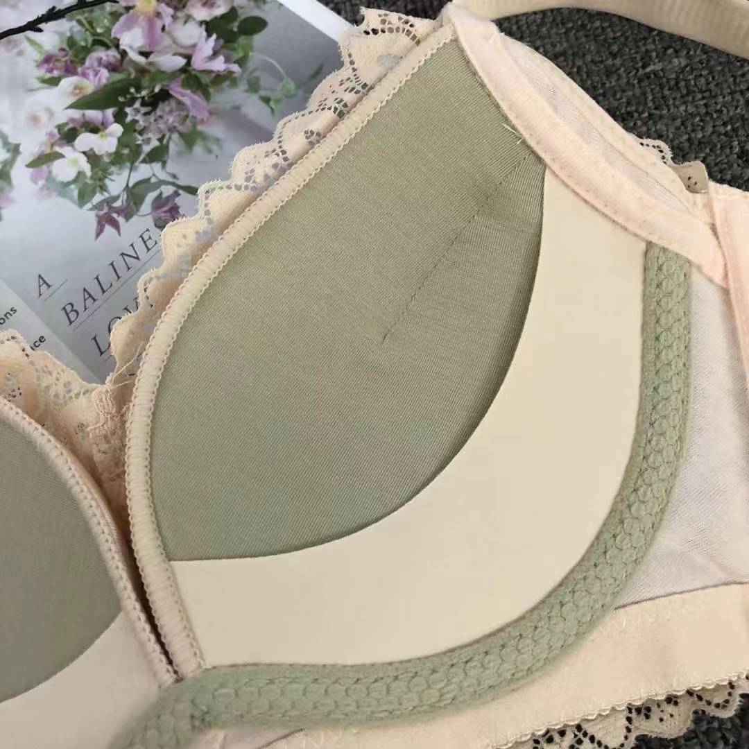 Nuevo sujetador de alta calidad de moda de encaje jacquard transpirable y cómodo ajuste lateral de pecho de tres filas de botones ropa interior para mujeres