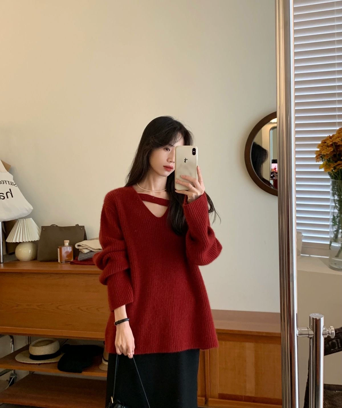 Демисезонный цветной вязаный свитер, oversize, корейский стиль, V-образный вырез