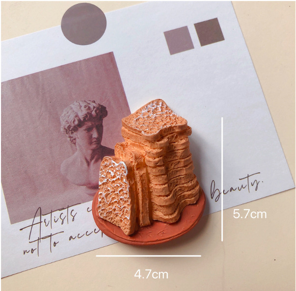 Alimentos y juegos serie creativa simulación tridimensional gourmet huevo pan café azúcar calabaza desayuno resina decorativa refrigerador pegatinas