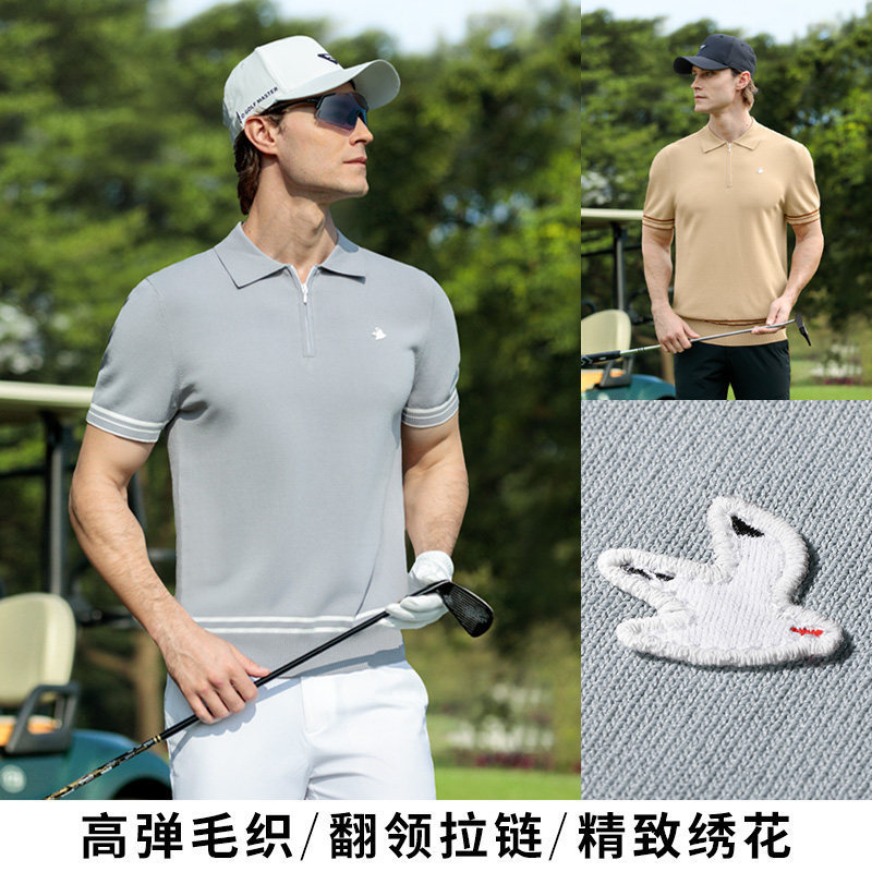 Pgm2026 Golf Clothing Men's Summer Short-Sleeved T-Shirt Wool Texture Lapel Stretch Top Polo Shirt Pgm2026 Golf Clothing Men's Summer Short-Sleeved T-Shirt Wool Texture Lapel Stretch Top Polo Shirt
