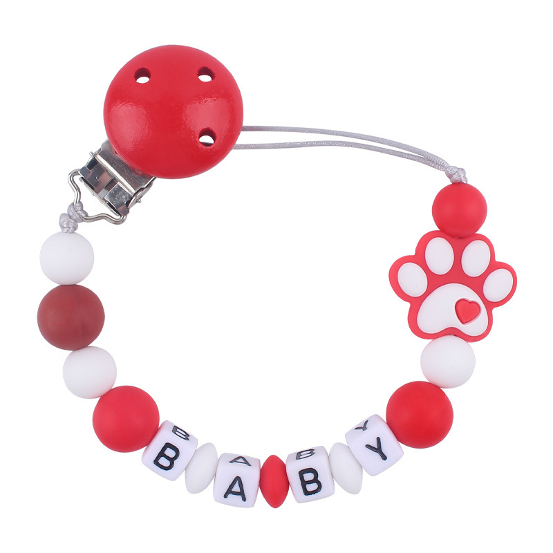 Nuevo bebé suministros de dibujos animados perro garra silicona mordedor creativo bebé DIY mordedura molar pezón cadena anti-caída