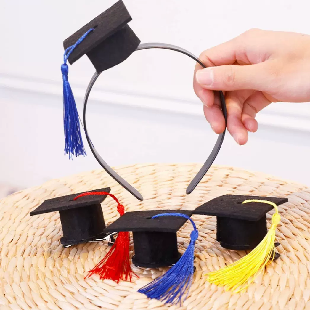 毕业季迷你博士帽毕业装饰学士帽发箍发夹幼儿园毕业装扮拍照道具