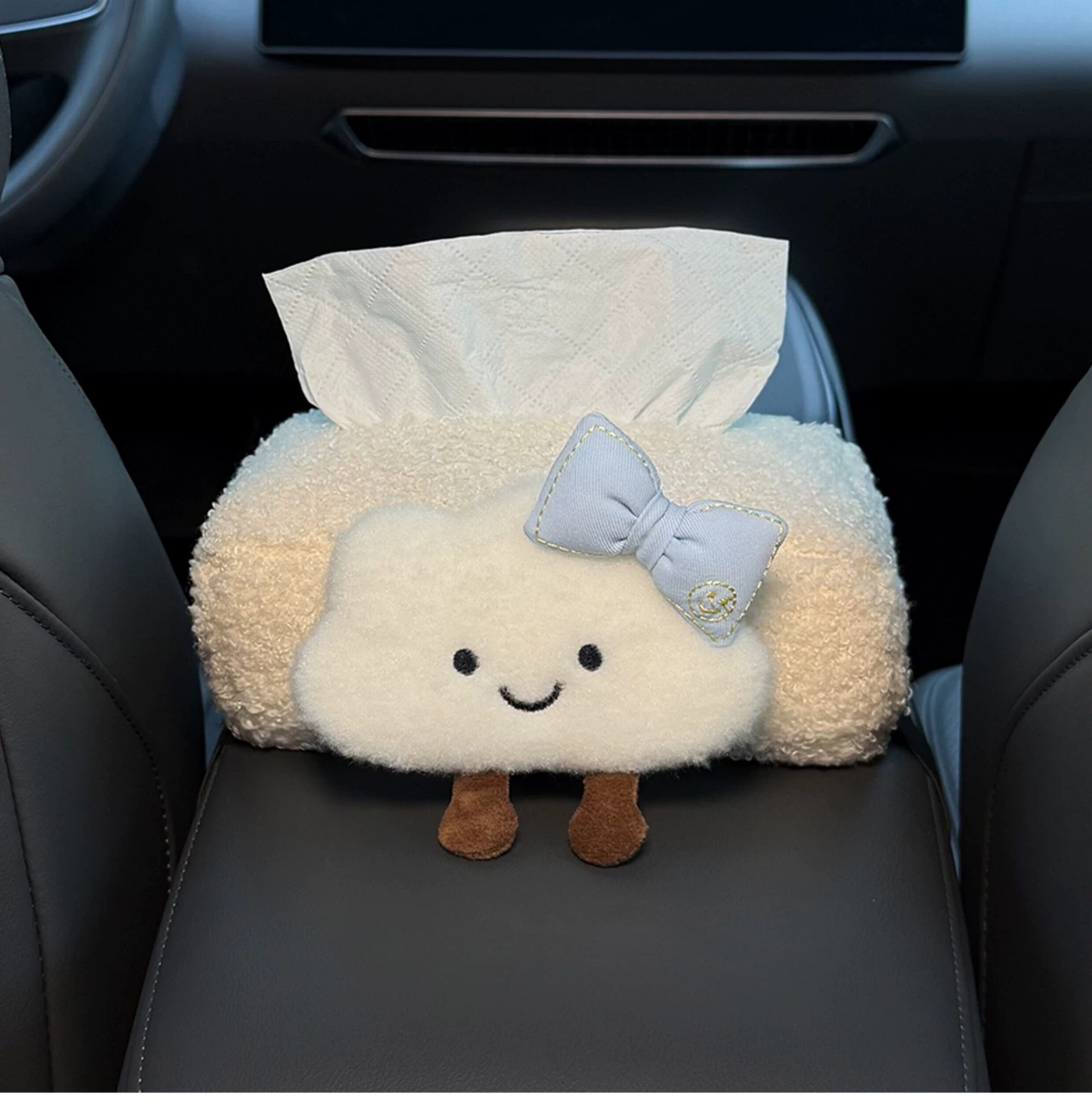 2026 New Model Car Tissue Box, Armrest Box Tissue Holder, Seat-mounted Car Tissue Bag, Cute Cloud Design for Women