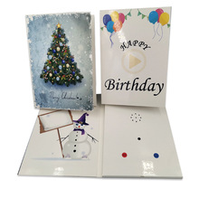 工厂制作创意简约录音电子贺卡明信片四色印刷烫金