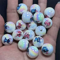 Акриловые печатные цветные бусины с прямым отверстием Stitch Mickey Minnie KT для DIY украшений, цепочек для телефонов, ручек и т.д.