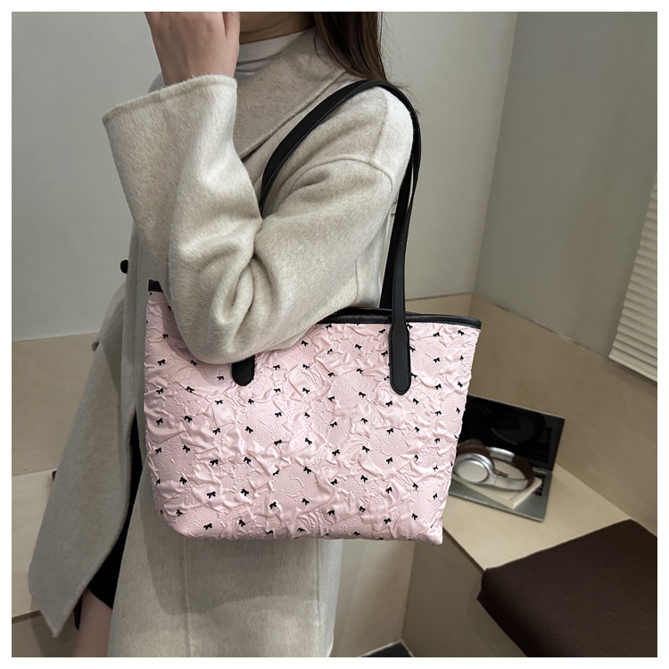 Borsa a spalla da donna stile coreano con fiocco per l'inverno_voghion.com