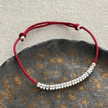 925纯银盘缠圆珠手链女时尚新中式气质手工款红绳本命年手饰B6915