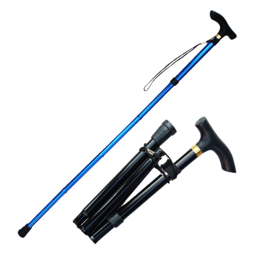 Palo de escalada de aleación de aluminio plegable telescópico ajustable de cinco secciones bastón 6 colores bastón antideslizante opcional para los ancianos