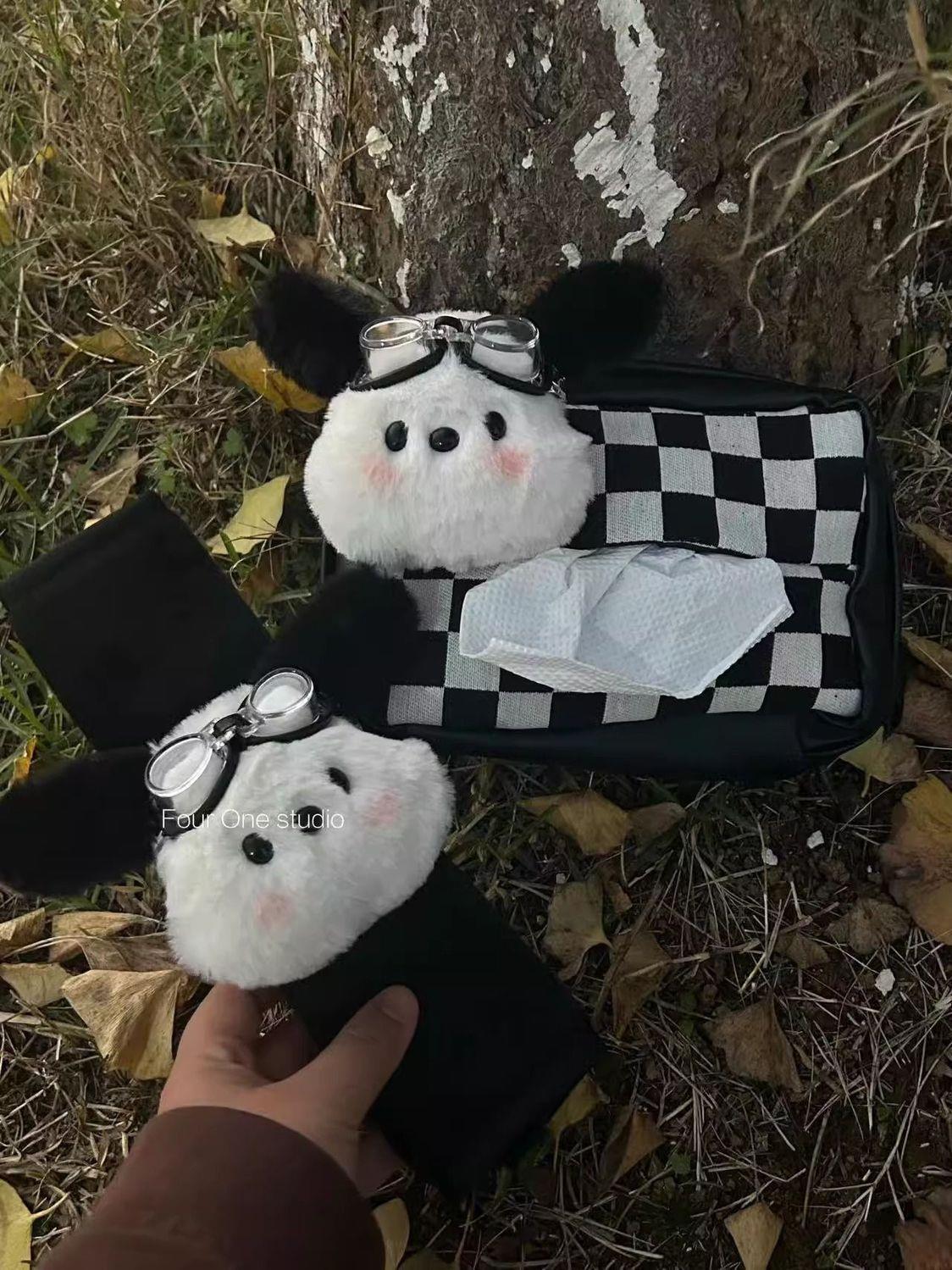 Cute car tissue box, tissue holder, little dog car hanging tissue bag, car decoration, dashboard ornament