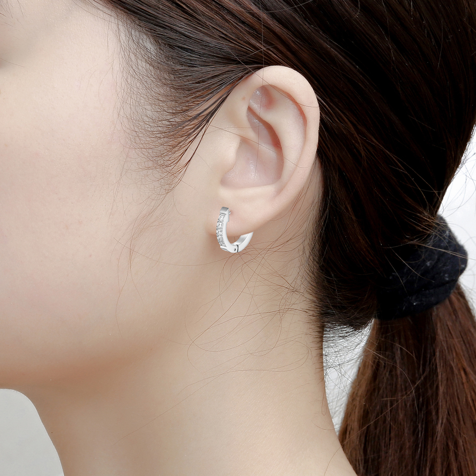 1 Pair Quantity Daily Occasion Fashion Solid Color Titanium Steel Plating Inlay Rhinestones Earrings 1 Pair