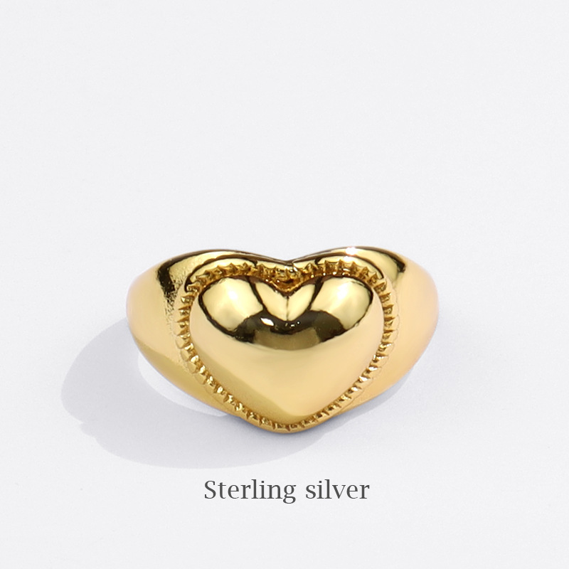 Korean Heart-shaped Opening Ring Simple Wild Couple Ring Index Finger Ring display picture 6